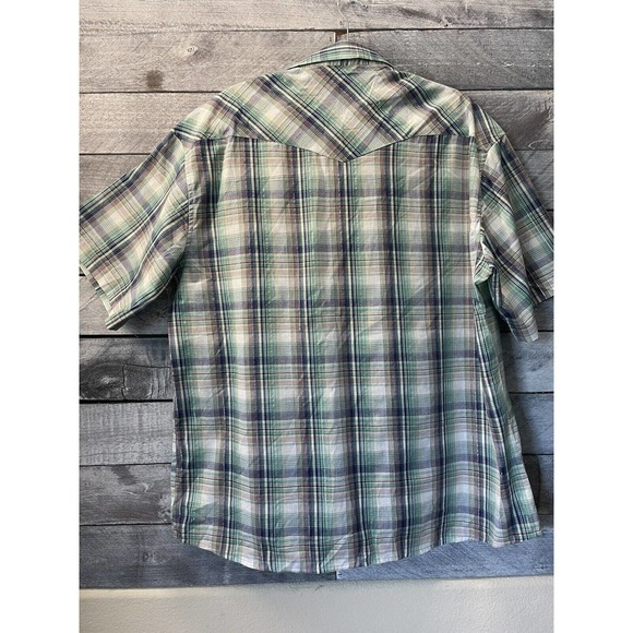 Vintage Rustler by Wrangler Pearl Snap Plaid Button Down Shirt Size XL - Picture 9 of 9